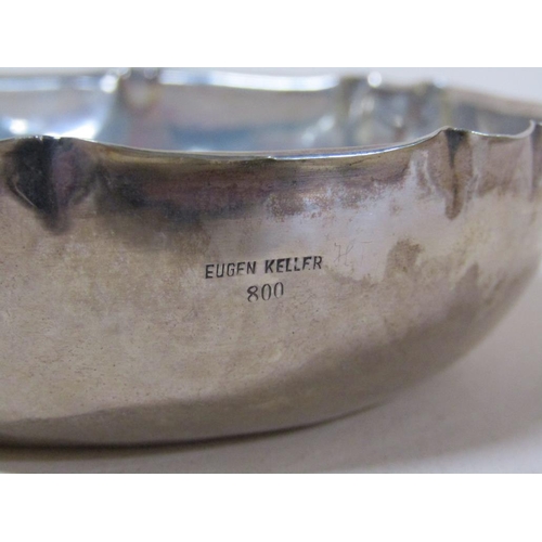 1765 - CONTINENTAL SILVER HAMMERED BOWL AND A CONTINENTAL SILVER SIFTING SPOON, 3.6ozt