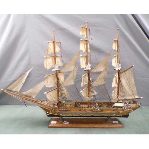 1302 - MODEL OF A SAILING SHIP, 66CM H