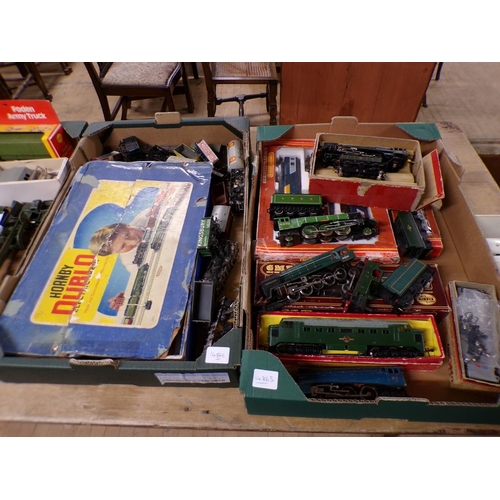 1312 - TWO BOXES OF HORNBY OO GAUGE MODEL RAILWAY TO INCL ENGINES