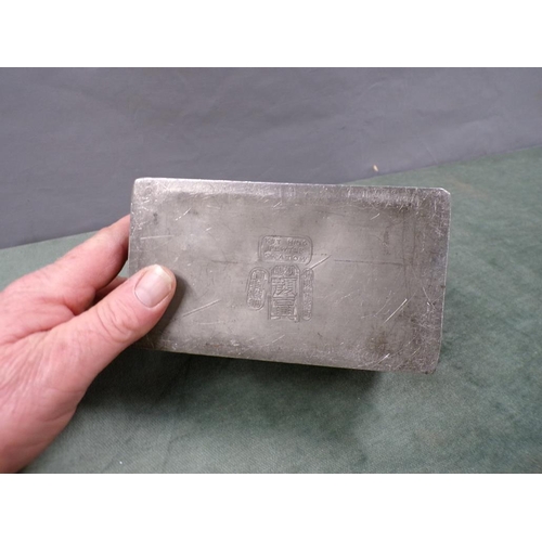 1347 - ORIENTAL PEWTER BOX, 15CM W