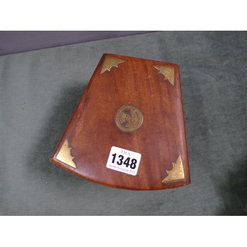 1348 - BRASS THEODOLITE IN WOODEN CASE, 15CM W