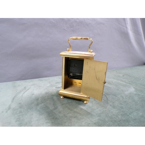 1451 - BRASS CASED CARRIAGE CLOCK, 12CMH