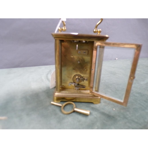 1460 - BRASS CASED CARRIAGE CLOCK, 11CM H