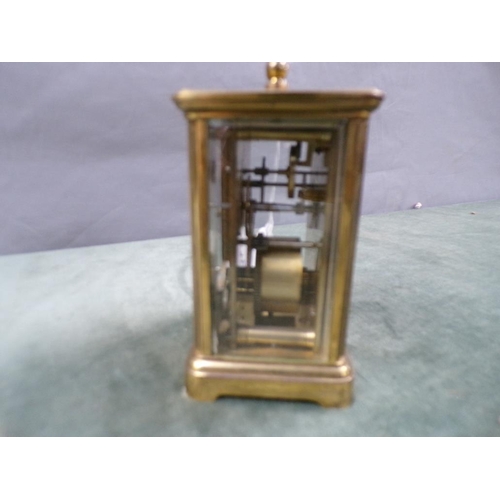 1460 - BRASS CASED CARRIAGE CLOCK, 11CM H