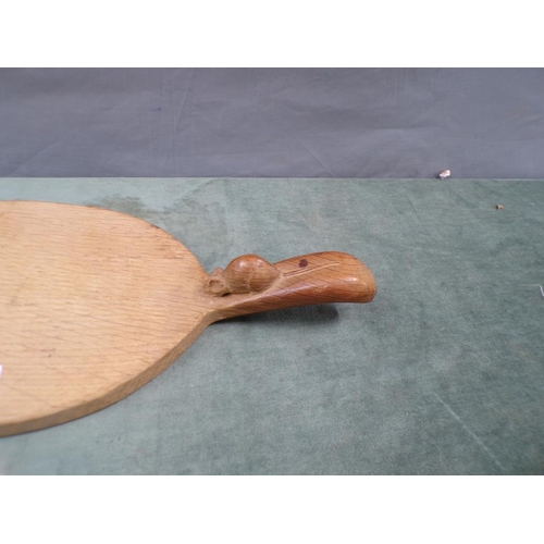 1472 - MOUSEMAN OAK CHEESEBOARD, 36CM L