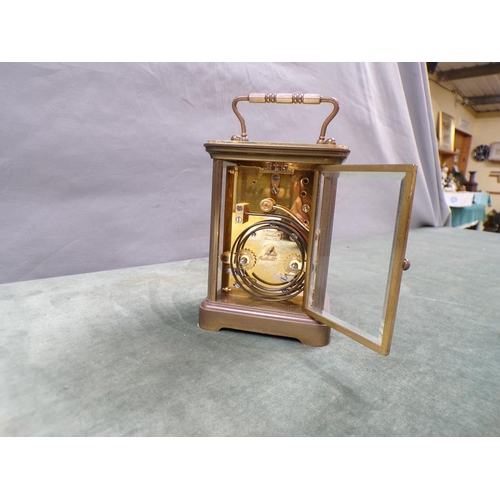 1481 - MATTHEW NORMAN BRASS CASED CARRIAGE CLOCK, 14CM H