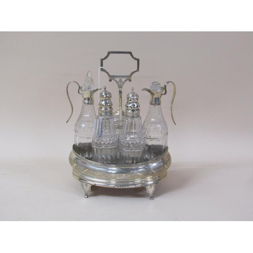 1805 - GEORGIAN FIVE BOTTLE CRUET SET AND STAND