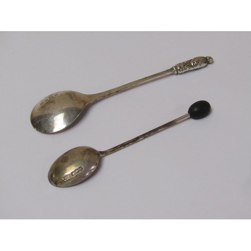 1807 - BOXED SET OF SIX BEAN SPOONS AND A BOX OF SIX APOSTLE TERMINAL SPOONS