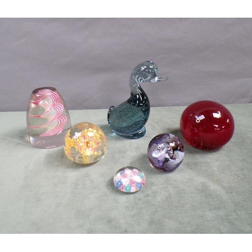 1911 - COLLECTION OF GLASS PAPERWEIGHTS; WHITEFRIARS DUCK, 14CM H