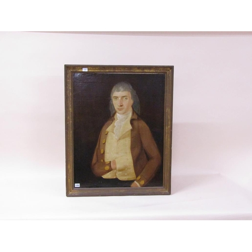 1202 - UNSIGNED 19C PORTRAIT OF A GENTLEMAN, OIL ON CANVAS, FRAMED, 76CM X 60CM