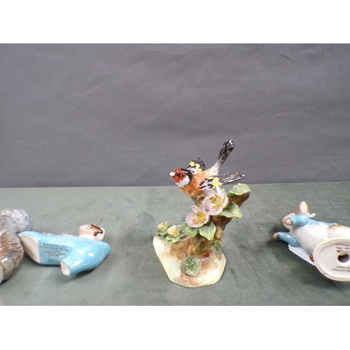 1937 - COLLECTION OF BEATRIX POTTERY FIGURES; CROWN STAFFORDSHIRE BIRD, A/F TO BEAK - LARGEST FIGURE 11.5CM... 