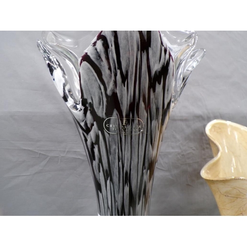 1965 - TWO LARGE ART GLASS VASES - LARGEST 51CM H