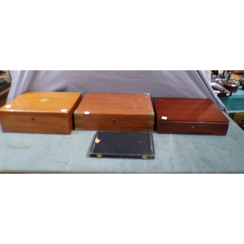 1846 - THREE OAK CANTEEN BOXES (EMPTY)