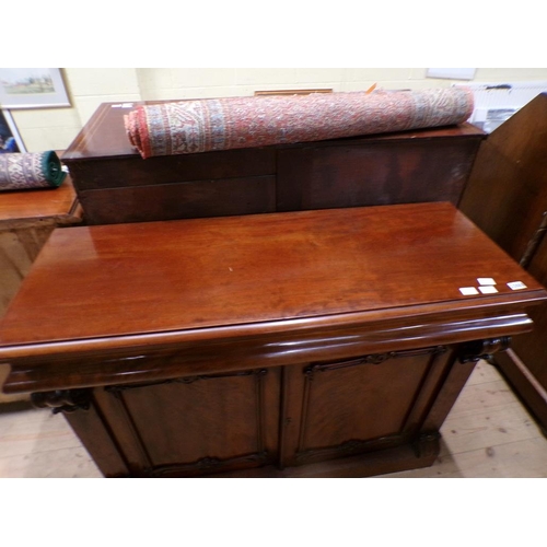 2088 - VICTORIAN MAHOGANY SIDE CABINET, 122CM W, 92CM H