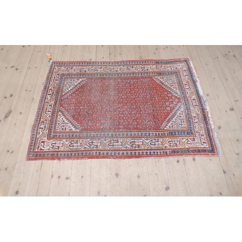 2098 - ORIENTAL WOOLLEN RUG OF FAWN RED GROUND 98CM X 146CM