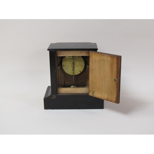 15 - A late 19c French mantel clock in walnut and ebonised case.  The single train eight day movement has... 