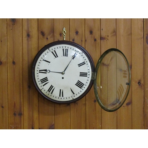 21 - An early 19c English fusee dial clock with 30cm diam. convex iron dial with Roman numerals and moon ... 