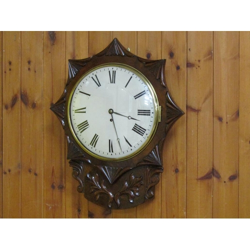 22 - A mid 19c English fusee trunk dial in mahogany case with attractive star shaped surround and applied... 