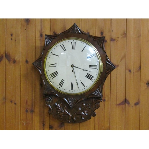 22 - A mid 19c English fusee trunk dial in mahogany case with attractive star shaped surround and applied... 