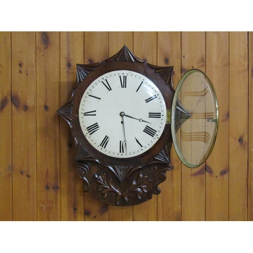 22 - A mid 19c English fusee trunk dial in mahogany case with attractive star shaped surround and applied... 