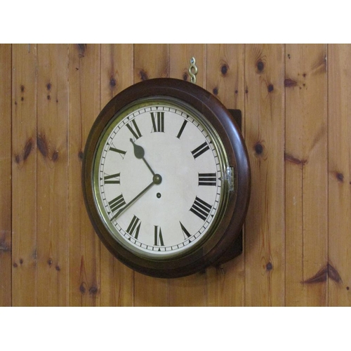 23 - A late 19c English fusee dial clock with 30cm diam. flat iron dial in a mahogany case.  The dial has... 