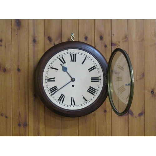 23 - A late 19c English fusee dial clock with 30cm diam. flat iron dial in a mahogany case.  The dial has... 