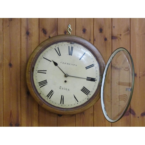 26 - A mid 19c English fusee dial clock, the 30cm diam. convex dial signed Clements, Tring (reputably fro... 