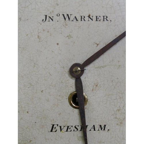 35 - A mid 19c English fusee drop dial wall clock, the 31cm white convex dial signed Jelmwarner, Evesham ... 