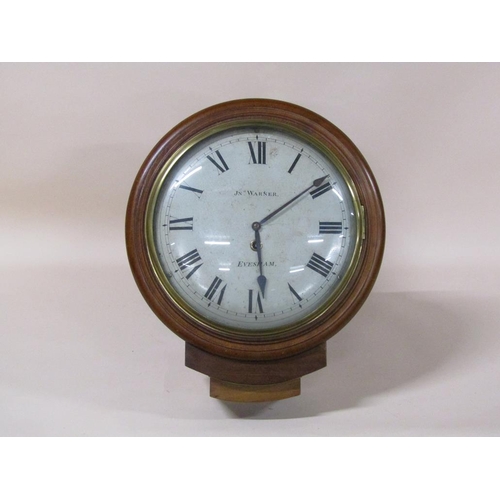 35 - A mid 19c English fusee drop dial wall clock, the 31cm white convex dial signed Jelmwarner, Evesham ... 