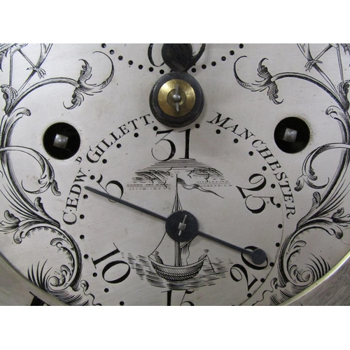 38 - A late 18c eight day longcase clock, the 30cm sq. brass dial signed C. Edward Gillett Manchester (Ch... 