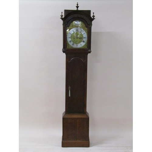 39 - A late 18c eight day longcase clock, the 31cm arched brass dial signed William Pyke of Totnes and ha... 