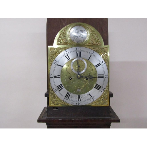 39 - A late 18c eight day longcase clock, the 31cm arched brass dial signed William Pyke of Totnes and ha... 