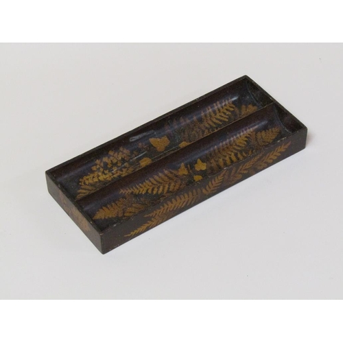 70 - A 19c fernware two compartment pen tray, 24cm w.