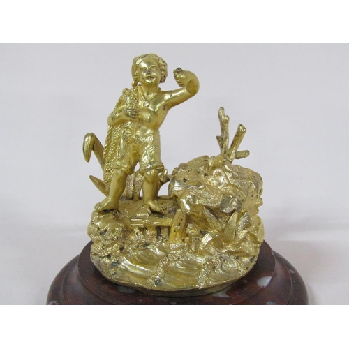 77 - A Victorian gilt bronze inkwell with the figure of a fisherman, the well with lift up cover and with... 