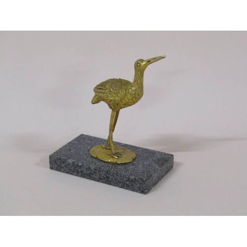 78 - A late 19c/early 20cgilt bronze figure of a stork on a rectangular granite base, the stork 9cm h.