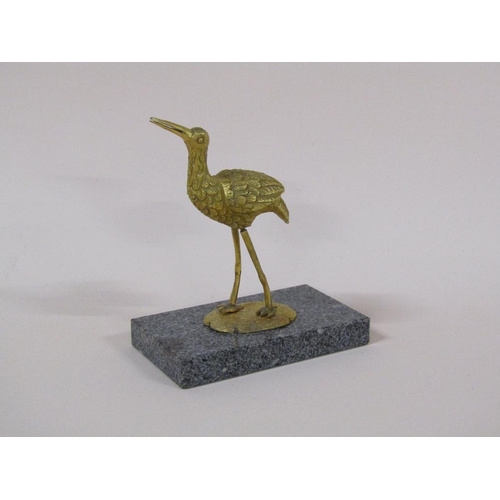 78 - A late 19c/early 20cgilt bronze figure of a stork on a rectangular granite base, the stork 9cm h.