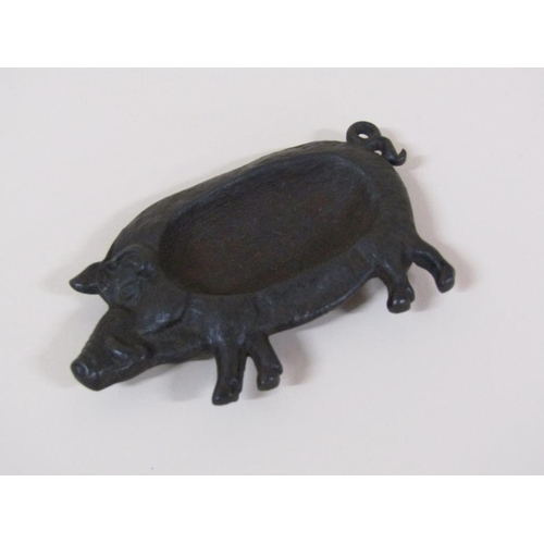 82 - A late Victorian cast iron trinket dish in the form of a boar, 13cm w.