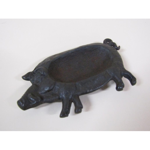 82 - A late Victorian cast iron trinket dish in the form of a boar, 13cm w.