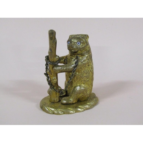 84 - A late Victorian/Edwardian gilt bronze bear and pole vesta stand, 7cm h.