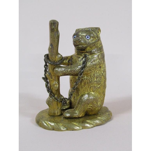 84 - A late Victorian/Edwardian gilt bronze bear and pole vesta stand, 7cm h.