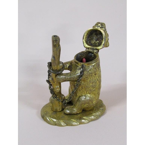 84 - A late Victorian/Edwardian gilt bronze bear and pole vesta stand, 7cm h.