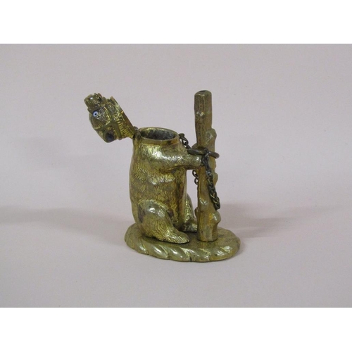 84 - A late Victorian/Edwardian gilt bronze bear and pole vesta stand, 7cm h.