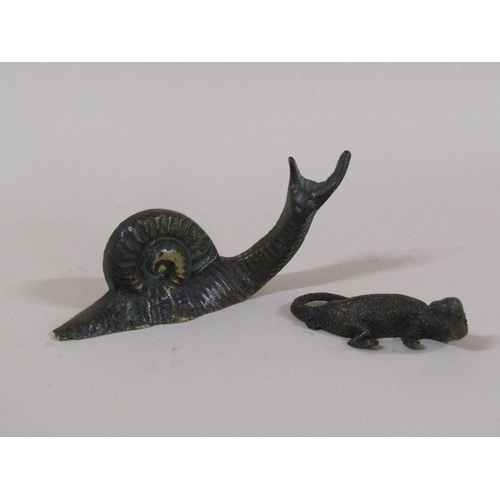 91 - An early 20c patinated bronze miniature figure of Loch Ness monster, the base inscribed Loch Ness, 5... 