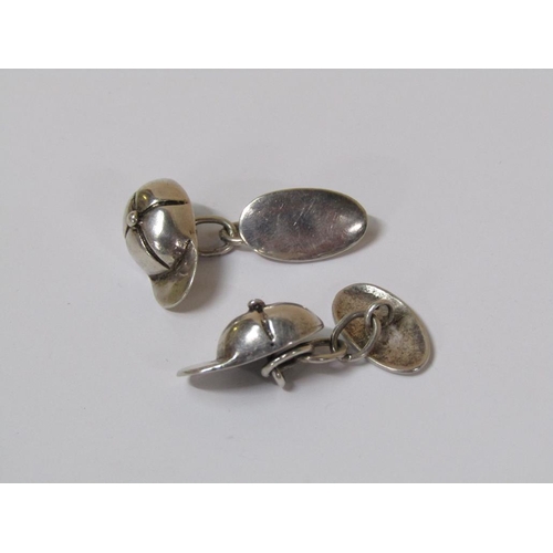 115 - A pair of sterling silver (stamped 925) jockey cap cufflinks.