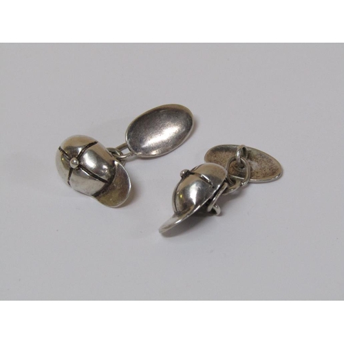 115 - A pair of sterling silver (stamped 925) jockey cap cufflinks.