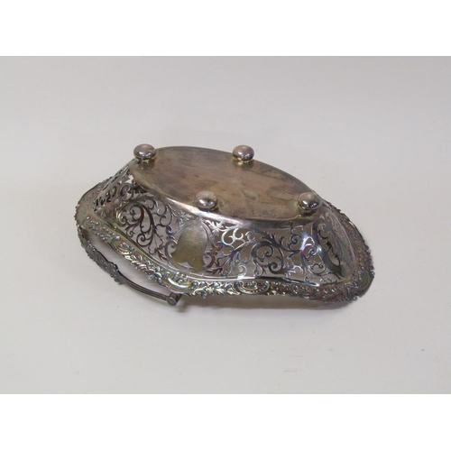 147 - An early 20c, 19c style, silver fruit basket of quatrefoil form with pierced raised border and cast ... 