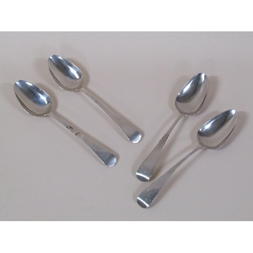 154 - A collection of four late Georgian table spoons, London 1803, 7.2ozt.