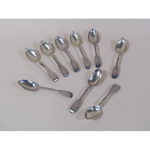 158 - A collection of nine silver dessert spoons, London 1838, 13ozt.