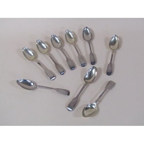 158 - A collection of nine silver dessert spoons, London 1838, 13ozt.