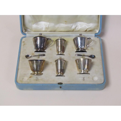 159 - An Asprey silver six piece cruet set - spoons not related, London 1937,  in original Asprey box.